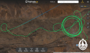 Image of flight path of search and rescue plane over Larapinta Trail.