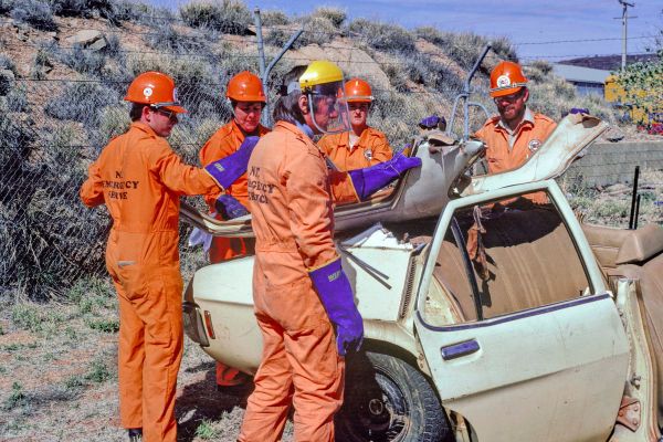 NTES members in training with vehicle. Copyright, K Herzog ESM Collection.