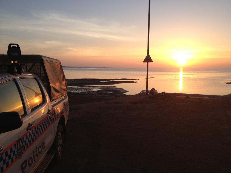 Sunset with Police car image