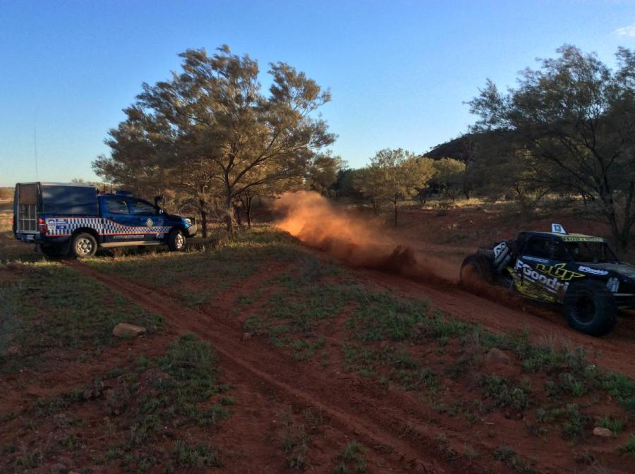 Finke desert race with police car image