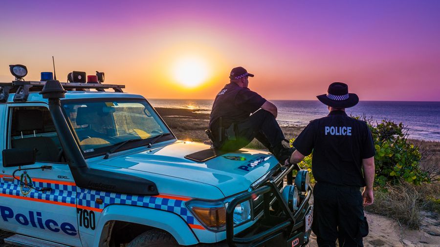 Elcho sunset and police car